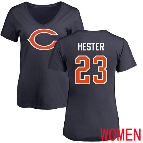 Chicago Bears Navy Blue Women Devin Hester Name and Number Logo NFL Football #23 T Shirt->nfl t-shirts->Sports Accessory